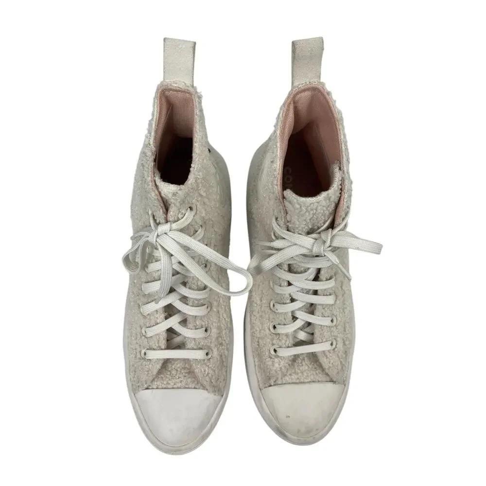 Converse Chuck Taylor All Star White Sherpa High Top Lace Up Sneakers Shoes 10.5 - Picture 2 of 6